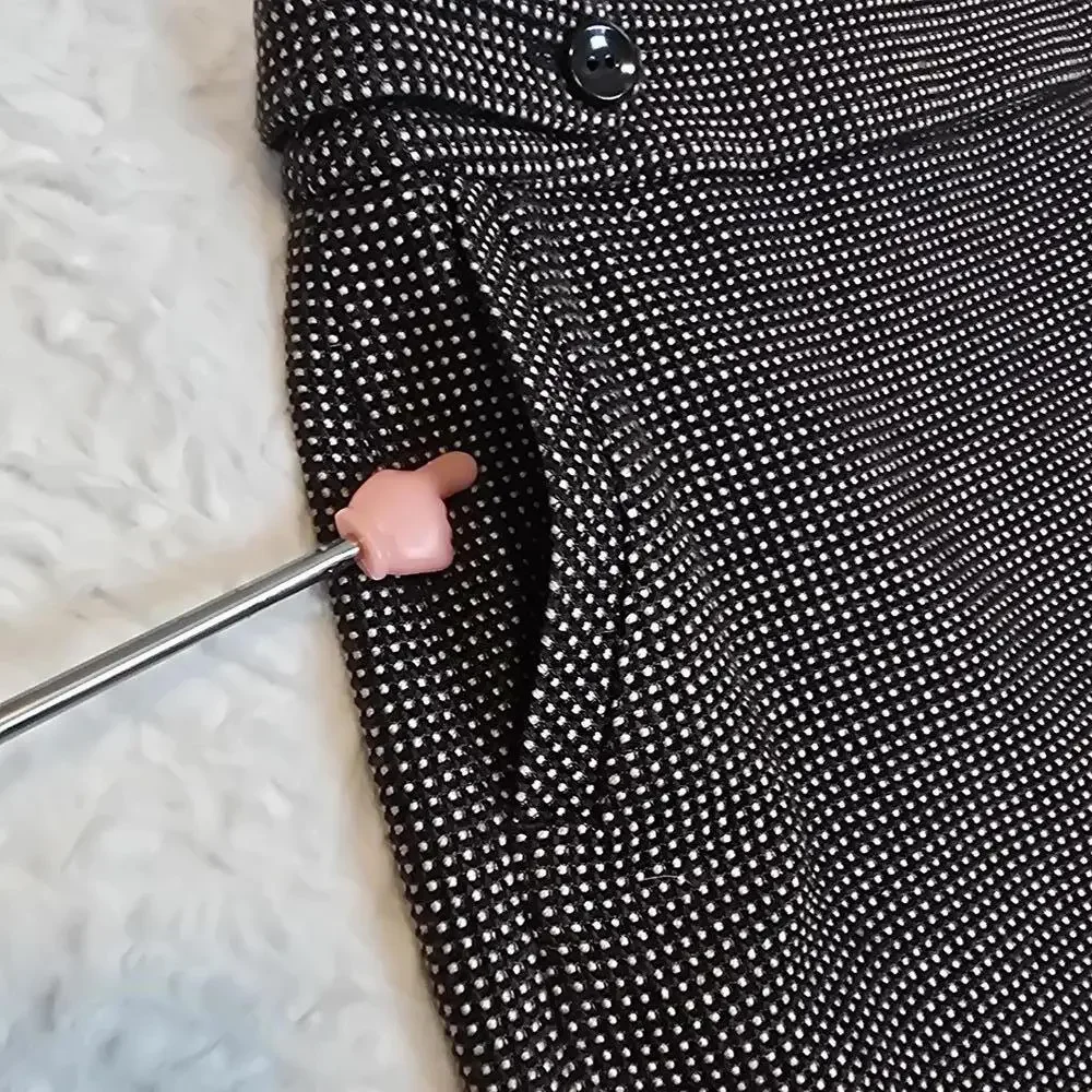 Ann Taylor 100% Virgin Wool Women's Brown&Tan Houndstooth Patterned Skirt Size 2 - Picture 3 of 9